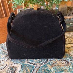 Black Felted Wool Frame Handbag Flapper Era 1920s 1930s Box Day To Evening Purse